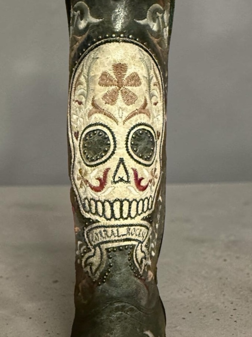 Corral Dark Brown Leather Western Boots with Sugar Skull Embroidery Size 7 - Picture 3 of 6